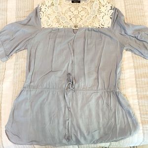 Blue top w/ lace. Brand Sugar Lips. Sz Large